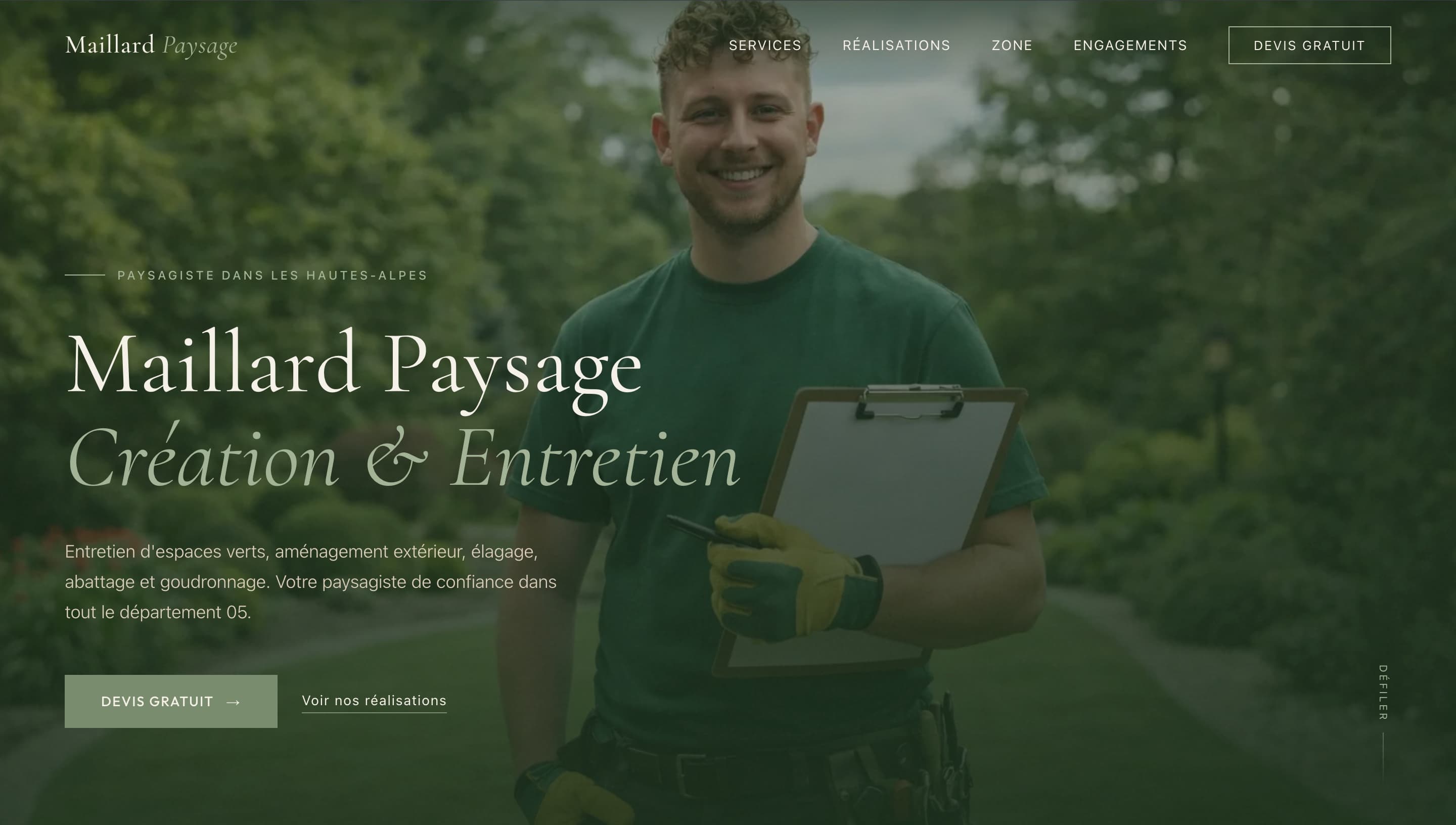 Création du site vitrine d'un paysagiste des Hautes-Alpes